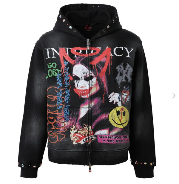 Lost Intricacy Black Front Page Mag Zip Up