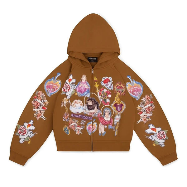 We Are Righteous Brown Risen Zip Up