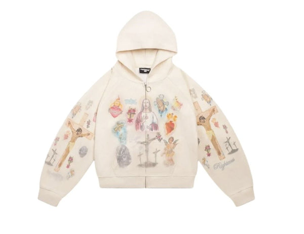 We Are Righteous "Ultimate Sacrifice" Thermal Zip Up (Cream)