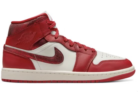 Jordan 1 Mid SE Red Cracked Leather (Women's)