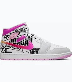 Jordan 1 Mid SE What The Logo Off White Fire Pink