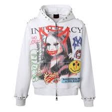 Lost Intricacy White Front Page Mag Zip Up